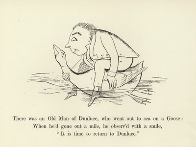 Olipa kerran Dunlucen vanha mies, joka lähti merelle hanhella... tekijältä Edward Lear