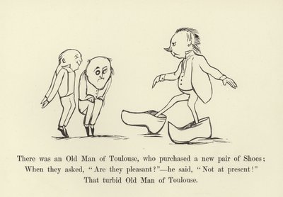 Siellä oli Toulousen vanha mies, joka osti uudet kengät tekijältä Edward Lear