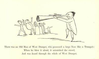 Siellä oli West Dumpetin vanha mies, jolla oli iso nenä kuin trumpetilla tekijältä Edward Lear