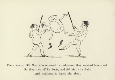Siellä oli vanha mies, joka huusi aina, kun he koputivat häntä tekijältä Edward Lear