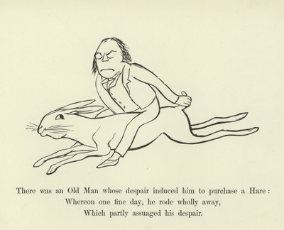Siellä oli vanha mies, jonka epätoivo sai hänet ostamaan jänisen tekijältä Edward Lear