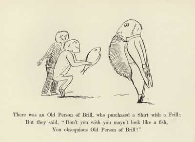 Siellä oli eräs Brillin vanha henkilö, joka osti röyhelöpaidan tekijältä Edward Lear