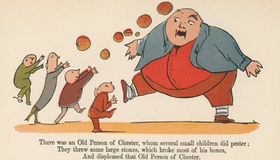 Olipa kerran Chesterin vanha ihminen, jota useat pienet lapset kiusasivat, Frederick Warne and Co:n Lontoossa noin vuonna 1875 julkaisemasta "A Book of Nonsense" -kirjasta. tekijältä Edward Lear