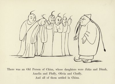 Siellä oli Kiinan vanha henkilö, jonka tyttäret olivat Jiska ja Dinah tekijältä Edward Lear