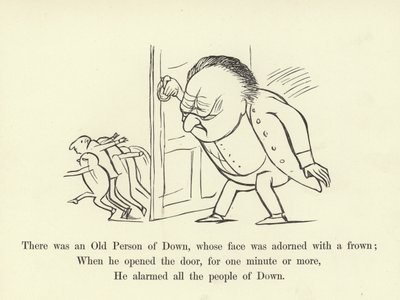 Siellä oli Downin vanha henkilö, jonka kasvoja koristi rypistys tekijältä Edward Lear