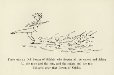 Oli eräs Shieldsin vanhus, joka liikkui laaksoissa ja pelloilla... tekijältä Edward Lear