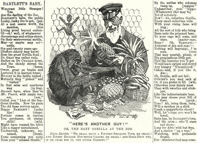 Punch-sarjakuva: Abraham Dee Bartlett, Lontoon eläintarhan superintendentti ja gorillanpoika (kaiverrus) tekijältä Edward Linley (after) Sambourne