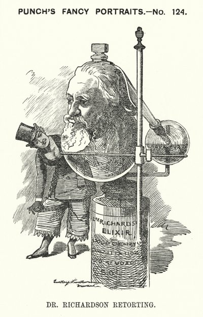Punch-sarjakuva: Benjamin Ward Richardson, englantilainen lääkäri (kaiverrus) tekijältä Edward Linley (after) Sambourne