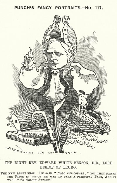 Punch-sarjakuva: Edward White Benson, englantilainen piispa (kaiverrus) tekijältä Edward Linley (after) Sambourne