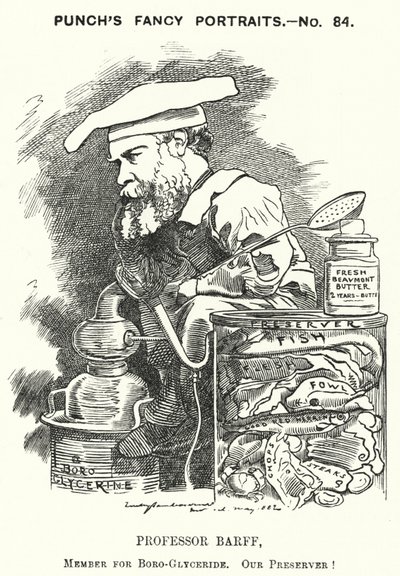 Punch-sarjakuva: Frederick Settle Barff, englantilainen kemisti (kaiverrus) tekijältä Edward Linley (after) Sambourne