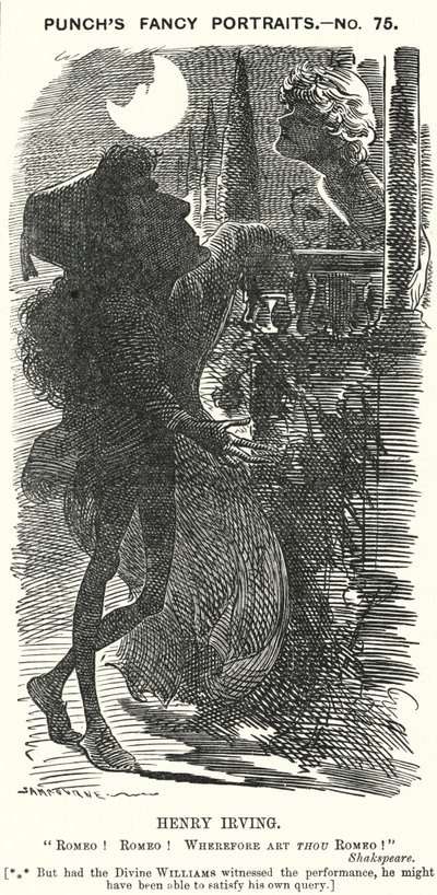 Punch-sarjakuva: Henry Irving, englantilainen näyttelijä (kaiverrus) tekijältä Edward Linley (after) Sambourne