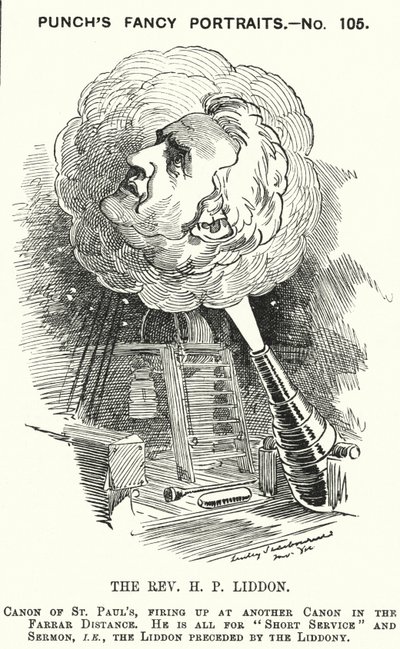 Punch-sarjakuva: Henry Liddon, englantilainen teologi (kaiverrus) tekijältä Edward Linley (after) Sambourne