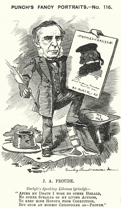 Punch-sarjakuva: James Anthony Froude, englantilainen historioitsija, kirjailija ja elämäkerran kirjoittaja (kaiverrus) tekijältä Edward Linley (after) Sambourne