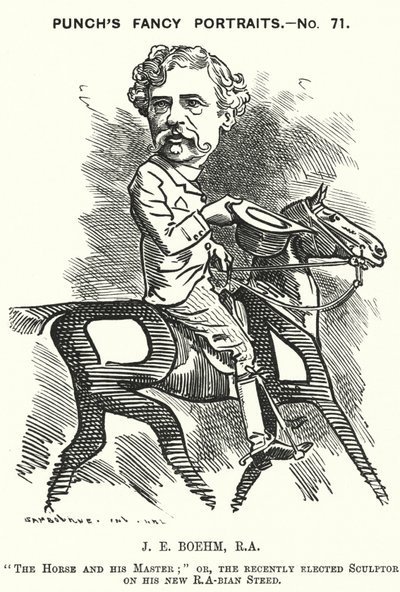 Punch-sarjakuva: Joseph Edgar Boehm, englantilainen kuvanveistäjä (kaiverrus) tekijältä Edward Linley (after) Sambourne
