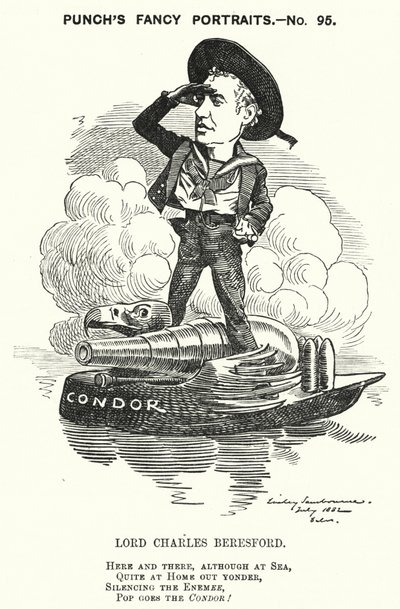 Punch-sarjakuva: Lord Charles Beresford, englantilais-irlantilainen amiraali ja konservatiivinen poliitikko (kaiverrus) tekijältä Edward Linley (after) Sambourne