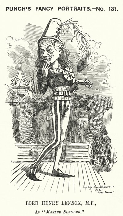 Punch-sarjakuva: Lord Henry Lennox, englantilainen konservatiivipoliitikko (kaiverrus) tekijältä Edward Linley (after) Sambourne