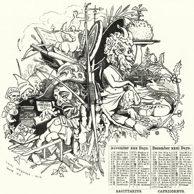 Punch-sarjakuva: marras- ja joulukuu (kaiverrus) tekijältä Edward Linley (after) Sambourne