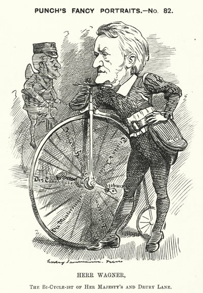 Punch-sarjakuva: Richard Wagner, saksalainen säveltäjä (kaiverrus) tekijältä Edward Linley (after) Sambourne