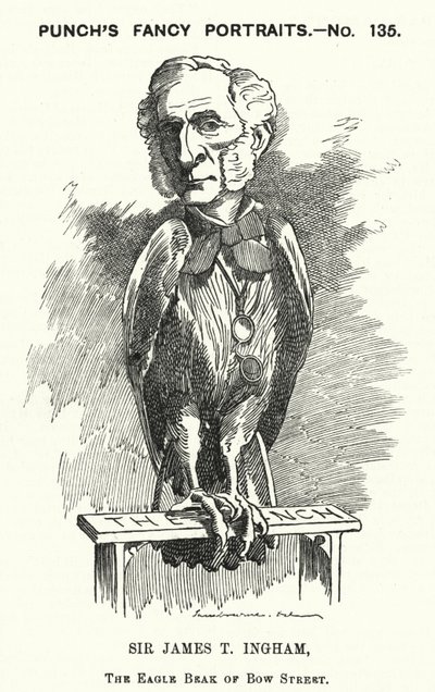 Punch-sarjakuva: Sir James Taylor Ingham, englantilainen lakimies ja poliisituomari (kaiverrus) tekijältä Edward Linley (after) Sambourne