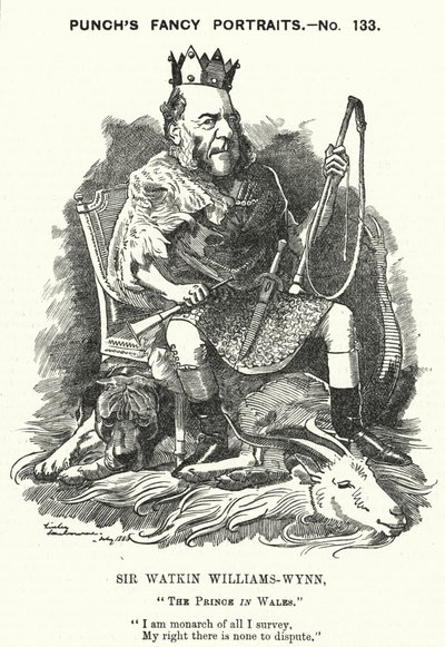 Punch-sarjakuva: Sir Watkin Williams-Wynn, 6. Baronet, Walesin konservatiivipoliitikko (kaiverrus) tekijältä Edward Linley (after) Sambourne
