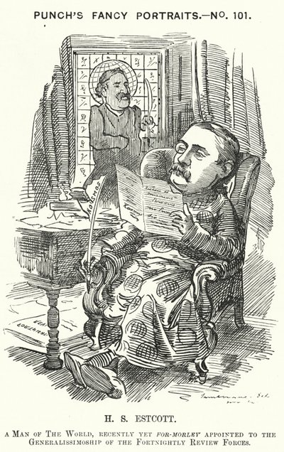 Punch-sarjakuva: Thomas Hay Sweet Estcott, englantilainen toimittaja ja toimittaja (kaiverrus) tekijältä Edward Linley (after) Sambourne