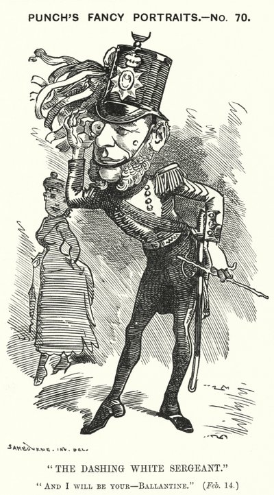Punch-sarjakuva: William Ballantine, englantilainen lainoppinut (kaiverrus) tekijältä Edward Linley (after) Sambourne