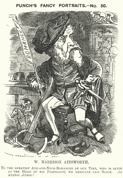 Punch-sarjakuva: William Harrison Ainsworth, englantilainen historiallinen kirjailija (kaiverrus) tekijältä Edward Linley (after) Sambourne