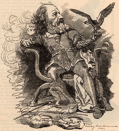 Sarjakuva Alfred Tennysonista (1809-1893) englantilaisesta runoilijasta tekijältä Edward Linley Sambourne