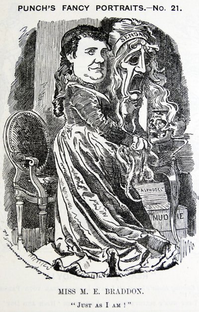 Kuvitettu muotokuva Mary Elizabeth Braddonista (Maxwell) tekijältä Edward Linley Sambourne