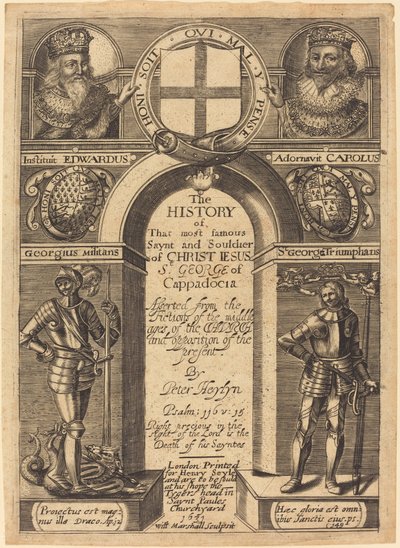 Etukappale Peter Heylynin "The History of St. George of Cappadocia" tekijältä Edward Marshall