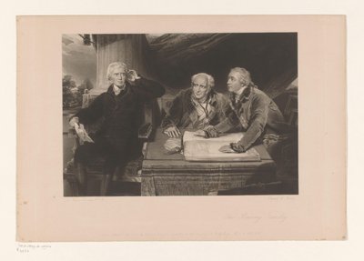 Muotokuva Sir Francis Baringista veljensä ja vävynsä kanssa Portret van Francis Baring, johtaja John Baring ja Charles Wall Baringin perhe (otsikko esineessä) tekijältä Edward McInnes