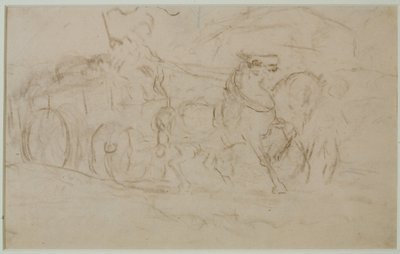 Hevonen ja kärryt (nro 9), c. 1880-luku (grafiitti paperille) tekijältä Edward Mitchell Bannister