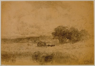 Maisema, metsä (#13) c. 1880 (grafiitti paperille) tekijältä Edward Mitchell Bannister