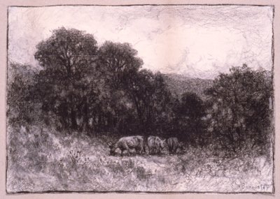 Maisema ja kolme lehmää tekijältä Edward Mitchell Bannister