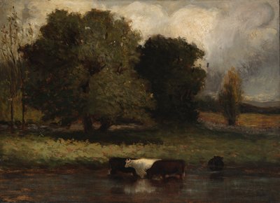 Nimetön (Neljä lehmää kahlaamassa lammessa) tekijältä Edward Mitchell Bannister