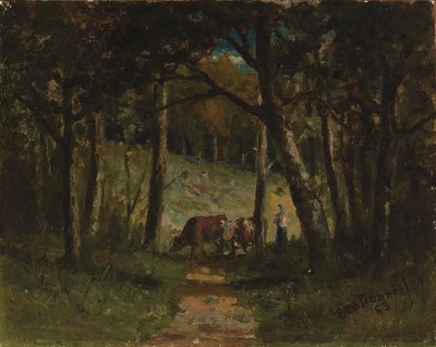 Nimetön (lehmiä polulla metsässä) tekijältä Edward Mitchell Bannister