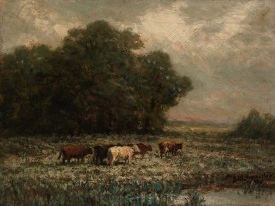 Nimetön (maisema, jossa karja laiduntaa) tekijältä Edward Mitchell Bannister