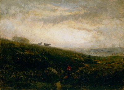 Nimettömät lehmät laskeutumassa rinnettä, 1881. tekijältä Edward Mitchell Bannister