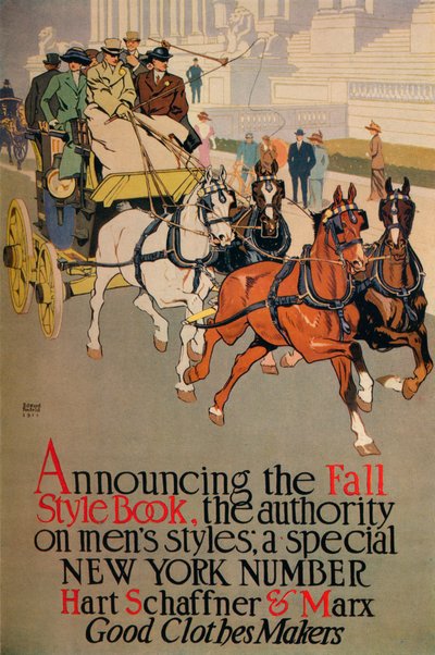 Miesten muotilehden kansi The Fall Style Bookille, 1911 tekijältä Edward Penfield