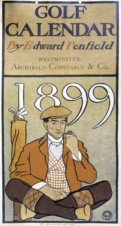 Kalenteri: Edward Penfieldin "" Golf Calendar" -kalenteri tekijältä Edward Penfield