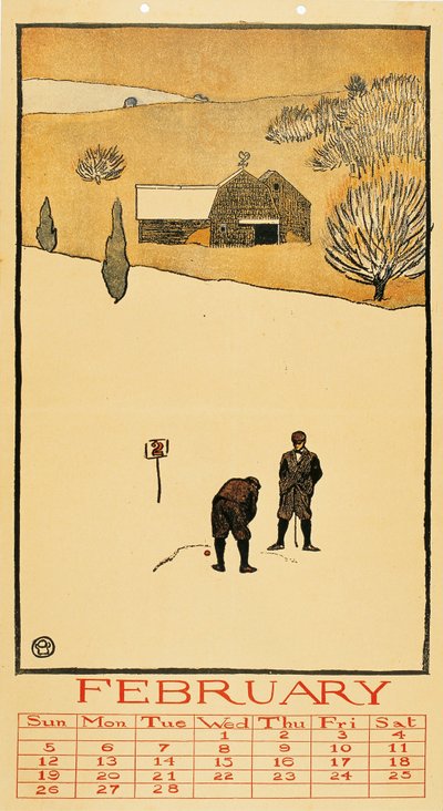 Golf kalenteri. Helmikuu - Edward Penfieldin teos (1866-1925) - 1899 - Värilitografia - 41x28,6 - Museu Nacional d