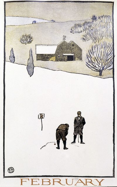 Golf lumessa - Edward Penfieldin "" Golfkalenterissa". tekijältä Edward Penfield