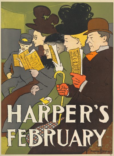 Harpers New Monthly Magazine, helmikuu 1896 (värilitho) tekijältä Edward Penfield