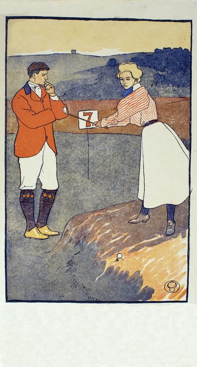 Syyskuu, yksityiskohta vuodelta 1931 Golfkalenteri, pubi. 1931 tekijältä Edward Penfield