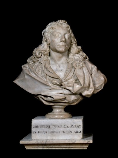 Sir Christopher Wrenin muotokuva, 1600-luku (marmori) tekijältä Edward Pierce