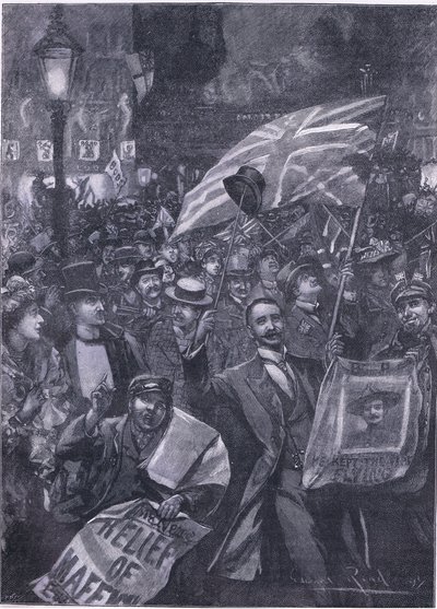 Mafeking night in London, kuvitus Cassells History of Englandista, 1900-luku tekijältä Edward Read