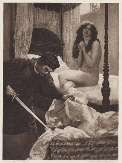 Il Pecorone: Päivä I, Romaani II, Oppitunti rakkaudesta (litho) tekijältä Edward Robert Hughes