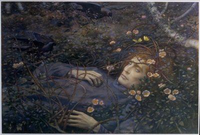 "Voi mitä se ontelossa on?" (akvarelli paperille) tekijältä Edward Robert Hughes