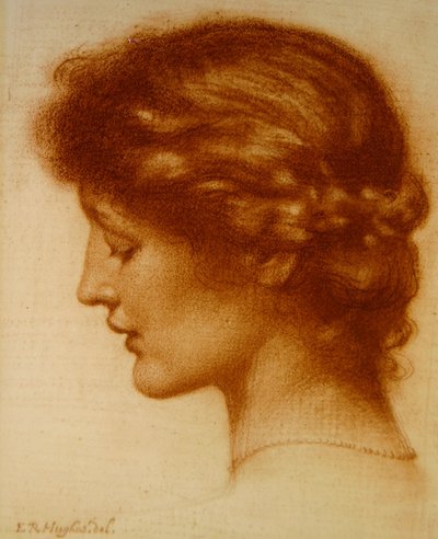 Rosalindin muotokuva (punainen liitu paperille) tekijältä Edward Robert Hughes