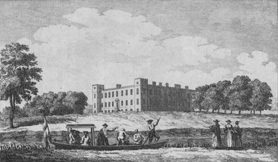 Syon House, katsottuna Isleworthin kirkkoa vastapäätä, n. 1760 tekijältä Edward Rooker